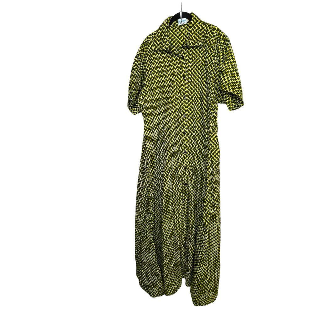 Obloma Nigeria African Batik Print Button Up‎ Luxury Shirt Oversized Dress OS
